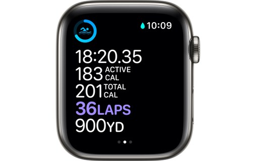 Apple Watch Series 6 (GPS + Cellular), 44 mm, acier graphite, sport noir