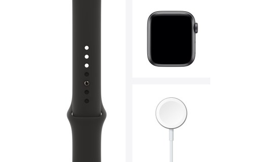 Apple Watch Series 6 (GPS + Cellular), 40 mm, gris sidéral aluminium, sport noir