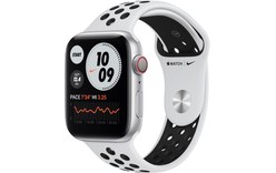 Apple Watch Nike Series 6 (GPS + Cellular), 44 mm aluminium argenté platine/noir