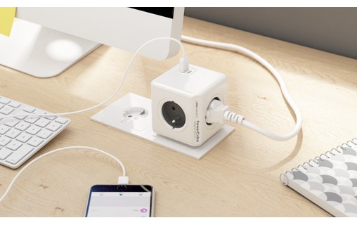 allocacoc PowerCube Original USB A+C - Bloc multiprises compact (4 prises + USB)