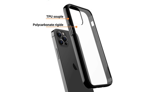 Novodio - Coque pour iPhone 12 & 12 Pro - Transparent et noir