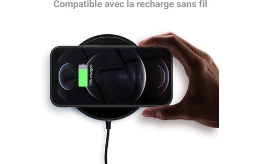 Novodio - Coque pour iPhone 12 & 12 Pro avec bandoulière - Transparent et noir