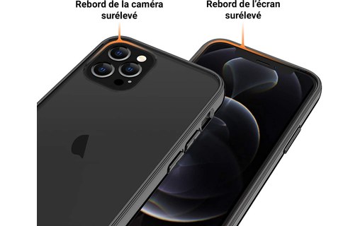 Novodio - Coque pour iPhone 12 & 12 Pro avec bandoulière - Transparent et noir