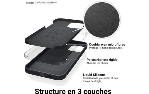 Elago Silicon Case Noir - Coque pour iPhone 12 mini