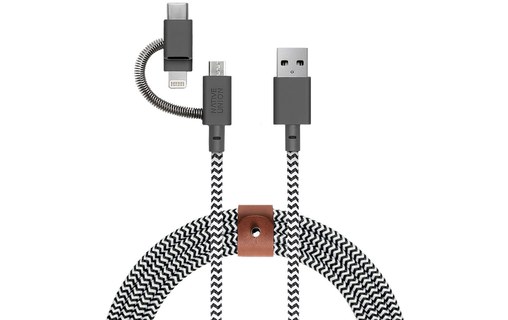 Native Union Belt Cable Universal Zebra - Câble USB Lightning, USB-C, micro-USB