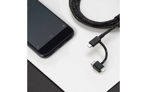 Native Union Belt Cable Universal Zebra - Câble USB Lightning, USB-C, micro-USB
