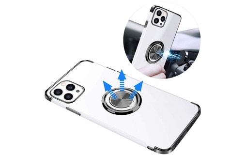 Novodio - Coque souple avec ring pour iPhone 12 & 12 Pro - Transparent / Noir