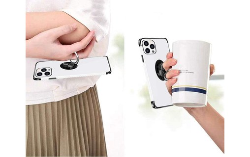Novodio - Coque souple avec ring pour iPhone 12 & 12 Pro - Transparent / Noir