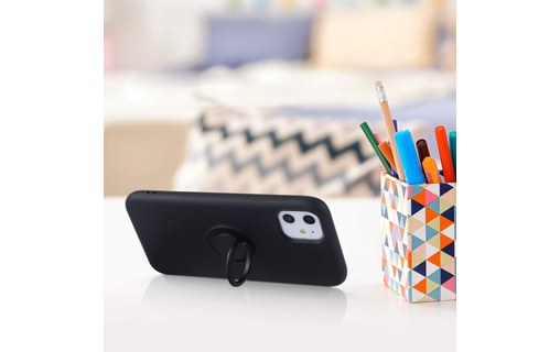 Novodio - Coque en silicone avec ring pour iPhone 12 Pro Max - Noir