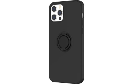 Novodio - Coque en silicone avec ring pour iPhone 12 & 12 Pro - Noir