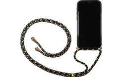 Novodio - Coque pour iPhone 12 & 12 Pro avec bandoulière - Transparent et noir