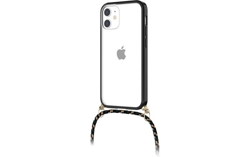 Novodio - Coque pour iPhone 12 mini avec bandoulière - Transparent et noir