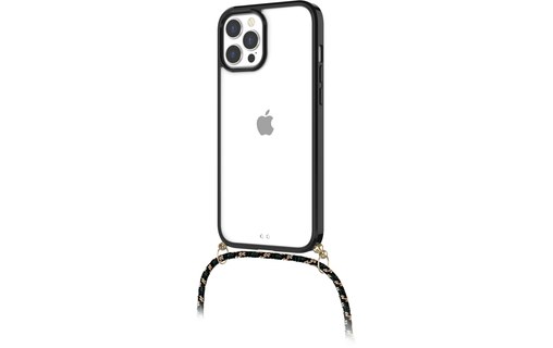 Novodio - Coque pour iPhone 12 Pro Max avec bandoulière - Transparent et noir