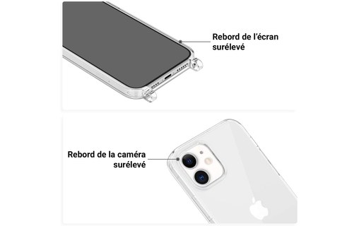 Novodio - Coque pour iPhone 12 mini avec bandoulière - Transparent