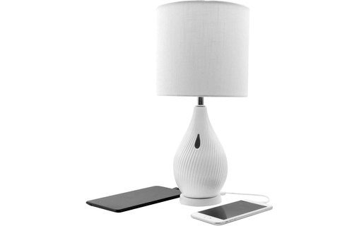 Macally LAMPUSBCMAW - Lampe de chevet LED céramique avec 2 ports