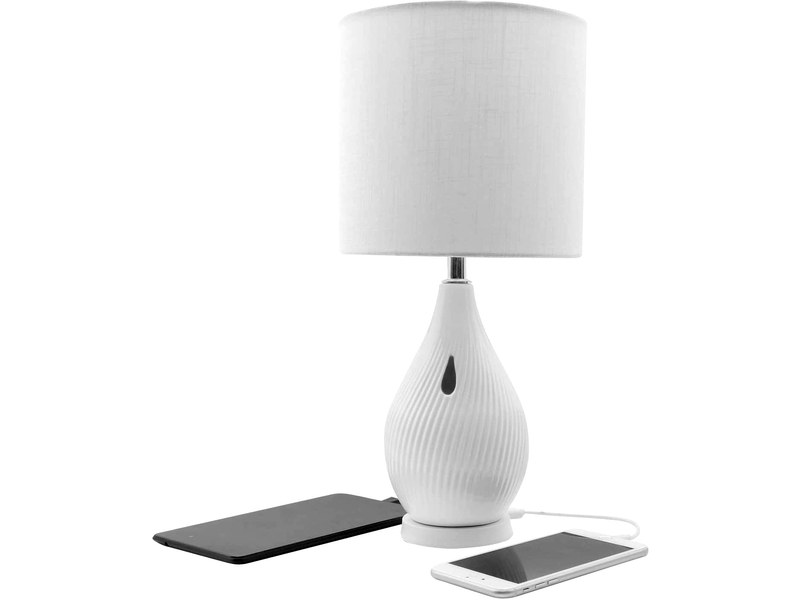 Macally LAMPUSBCMAW - Lampe de chevet LED céramique avec 2 ports