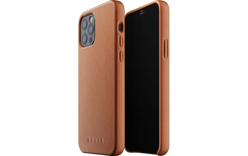 Mujjo Full Leather iPhone Case Tan - Coque cuir pour iPhone 12 / 12 Pro