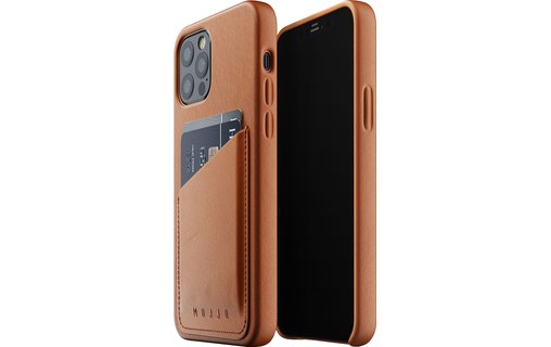 Mujjo Full Leather Wallet Case Tan - Coque cuir pour iPhone 12 / 12 Pro