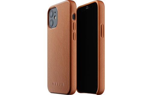 Mujjo Full Leather iPhone Case Tan - Coque cuir pour iPhone 12 mini