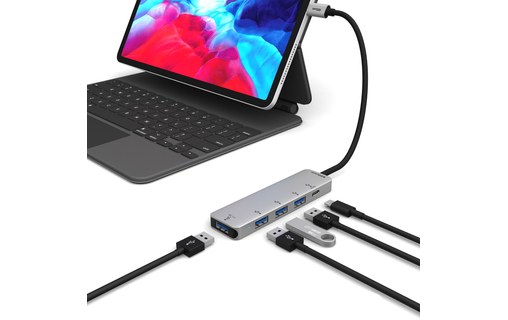 EZQuest X40024 - Hub USB-C 4 ports USB-A & charge USB-C
