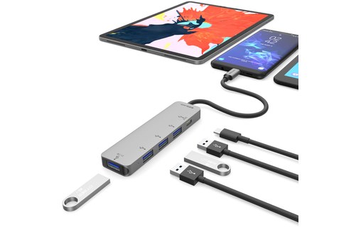 EZQuest X40024 - Hub USB-C 4 ports USB-A & charge USB-C