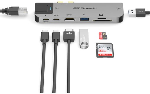 EZQuest X40228 - Dock USB-C multimédia 8 ports