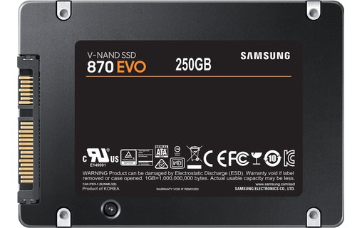 Samsung disque SSD Série 870 EVO - 250 Go 2,5" SATA III