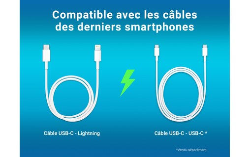 Pack Novodio C-Charge 20 + Câble Lightning vers USB-C