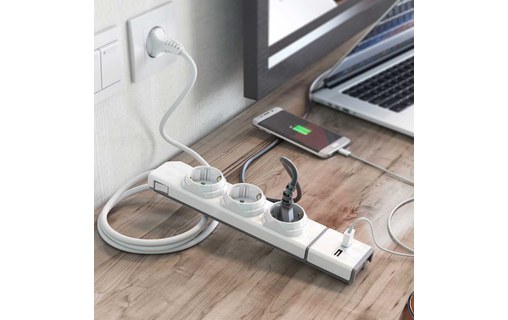 Allocacoc PowerStrip Modular + Multiprise avec un câble commutateur 1 mètre