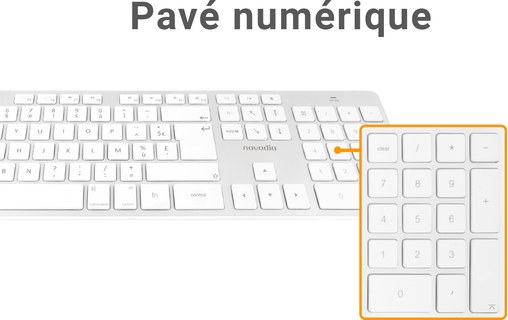 Kit clavier et souris USB-A pour Mac - Argent - Novodio