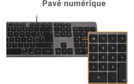 Novodio Touch Keyboard USB-A Gris Sidéral - Clavier AZERTY Mac