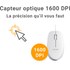 Novodio Optical Mouse USB-C Argent - Souris optique filaire 1600 DPI Mac/PC