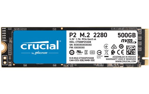 Crucial P2 500 Go - SSD M.2 NVMe PCIe 3.0