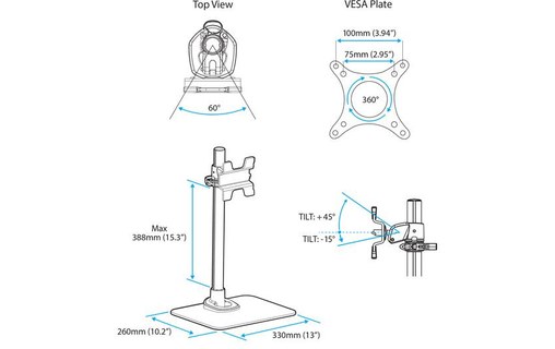 StarTech.com Support de bureau pour écran - Argent - Compatible avec iMac, Apple