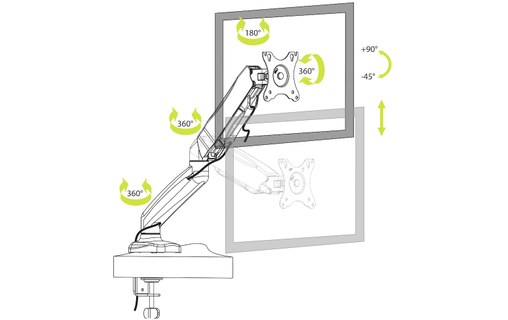Port Designs 901104 support d'écran plat pour bureau 81,3 cm (32") Pince Noir