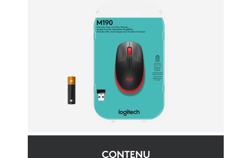 Souris sans fil Logitech M190 - Rouge