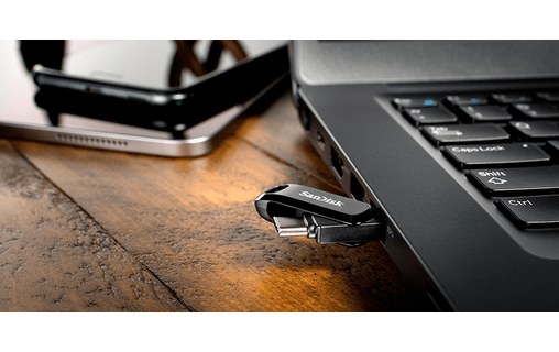 Clé USB-C et USB-A SanDisk Ultra Dual Drive 64 Go - Noir - USB 3.2