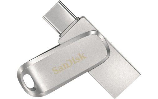 Clé USB-C et USB-A SanDisk Ultra Dual Drive Luxe 256 Go - Métal - USB 3.2