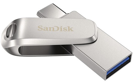 Clé USB-C et USB-A SanDisk Ultra Dual Drive Luxe 256 Go - Métal - USB 3.2