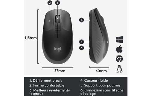 Souris sans fil Logitech M190 - Charbon