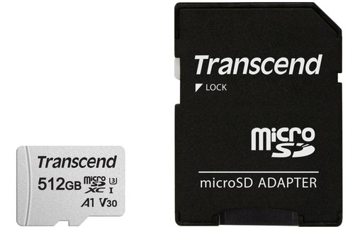 Carte microSDXC Transcend USD300S 512 Go avec adaptateur SD, NAND, V30