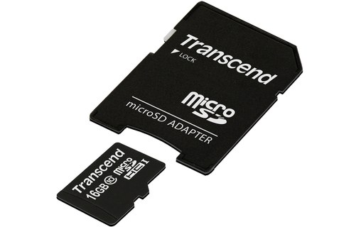 Carte microSDHC Transcend USDC10 16 Go avec adaptateur SD, NAND