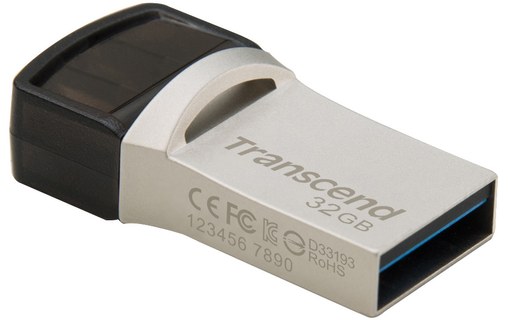 Clé USB-C et USB-A Transcend JetFlash 890 32 Go - Argent, Noir - USB 3.2