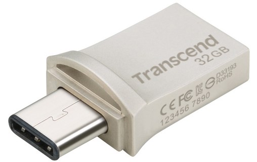 Clé USB-C et USB-A Transcend JetFlash 890 32 Go - Argent, Noir - USB 3.2