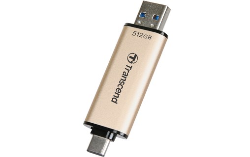 Clé USB-C et USB-A Transcend JetFlash 930C 512 Go - Or