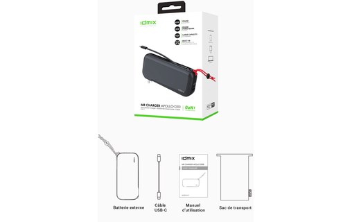 IDMIX Apollo vert Batterie externe 20000 mAh 36W + Chargeur 65W USB-C PD+QC 3.0
