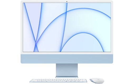 iMac 24" M1 (2021, 4 ports) Apple M1 8/8 coeurs 3,2 GHz SSD 512 Go 16 Go Bleu
