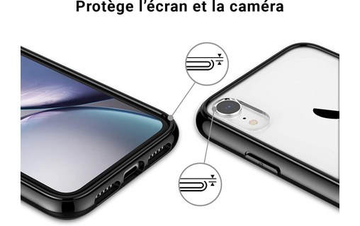Novodio - Coque transparente magnétique pour iPhone XR contour noir