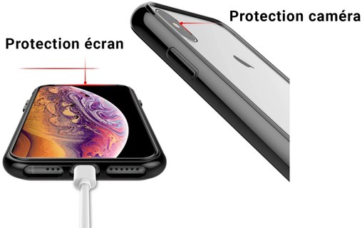 Novodio - Coque transparente magnétique pour iPhone X / XS contour noir