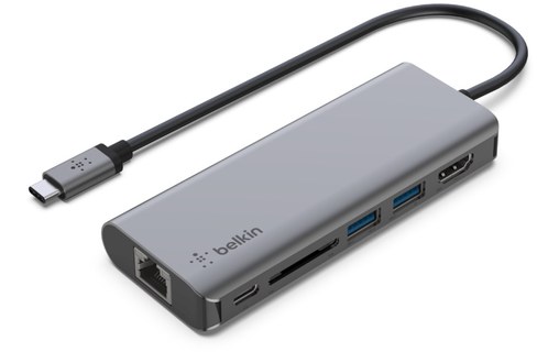 Belkin Hub USB-C - Station d'accueil 6 ports Charge USB-C 100 W, RJ-45 et HDMI